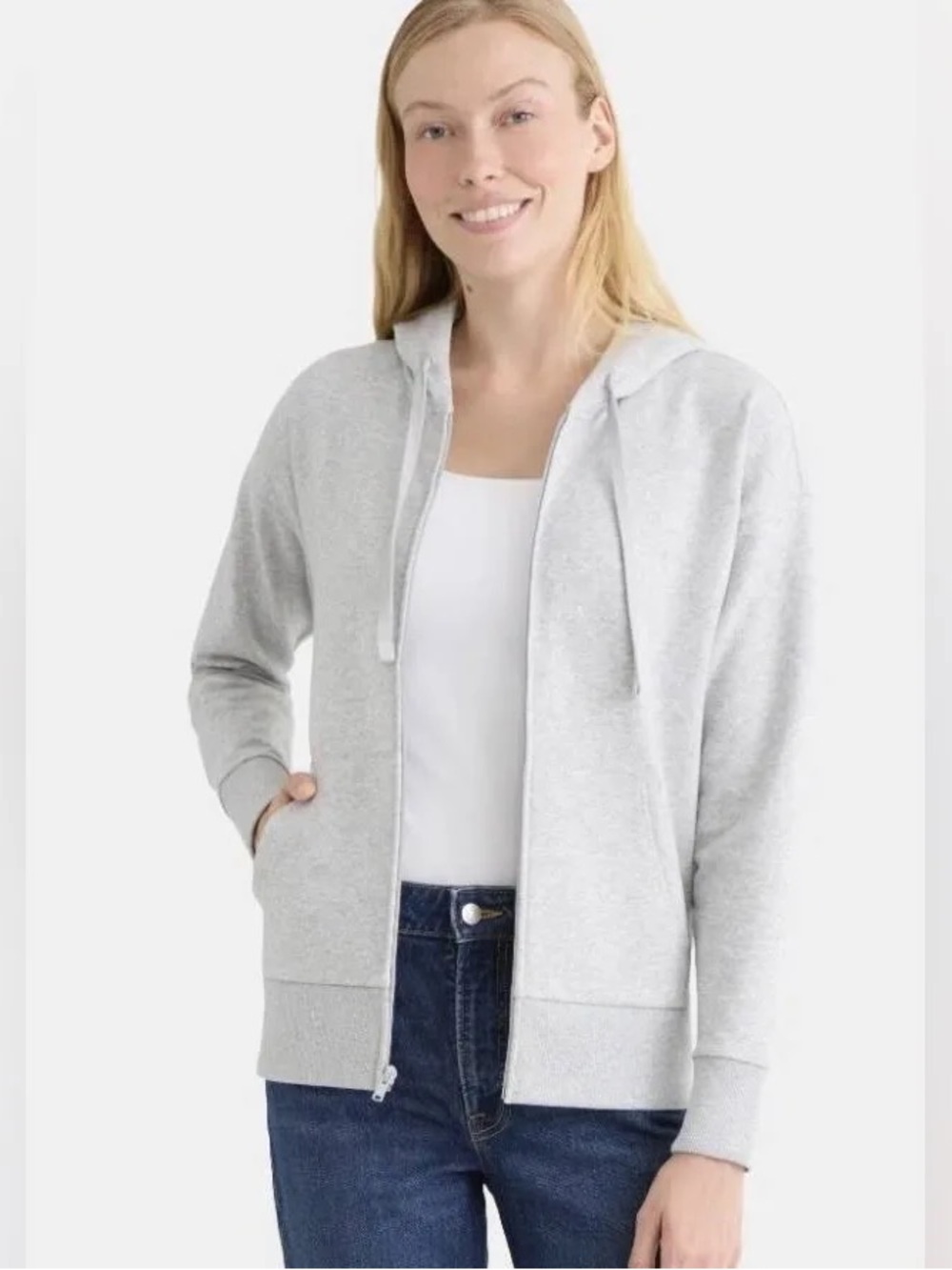 Time and Tru Light Gray Full-Zip Hoodie